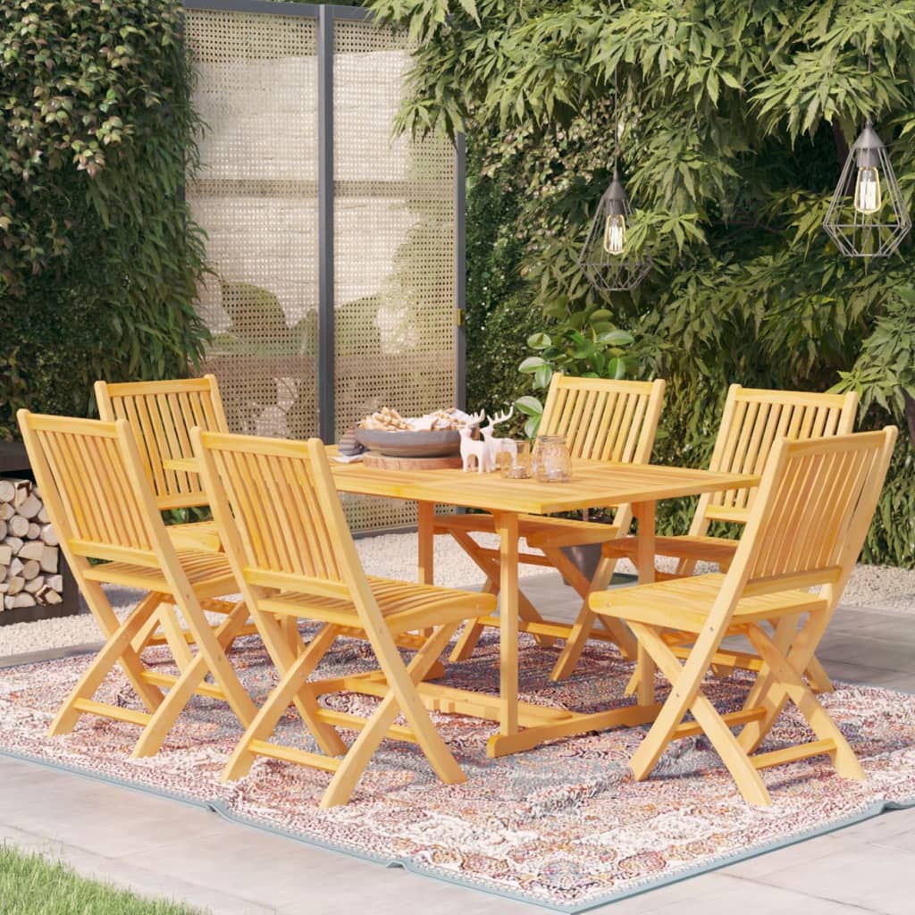 7 Piece Garden Dining Set Solid Teak Wood
