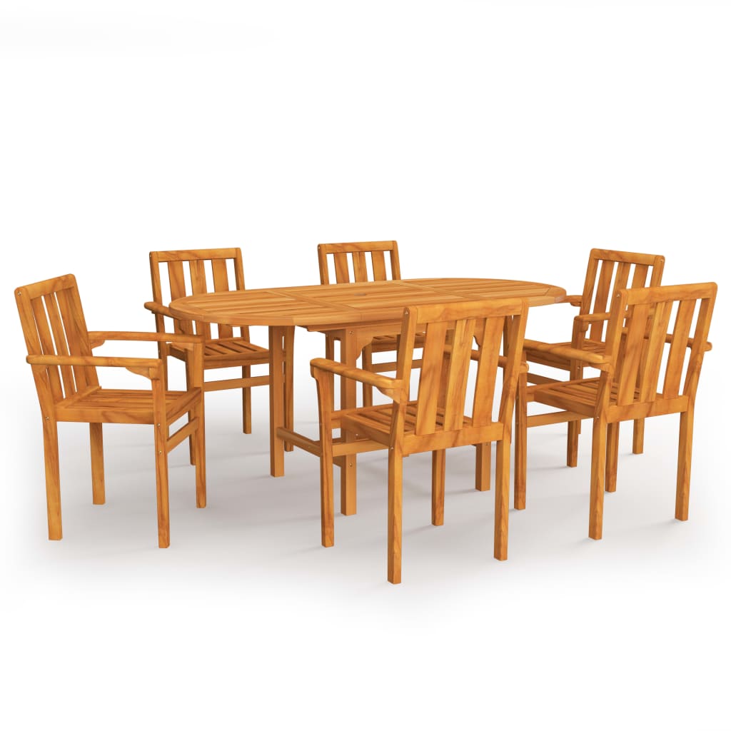 7 Piece Garden Dining Set Solid Teak Wood