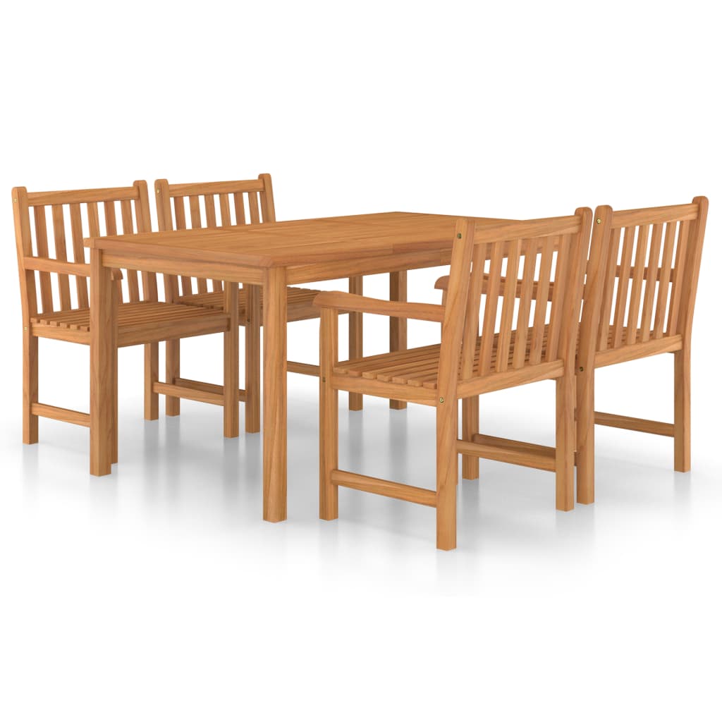5 Piece Garden Dining Set 150x90 cm Solid Teak Wood
