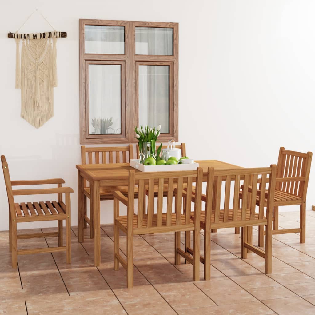 7 Piece Garden Dining Set 150x90 cm Solid Teak Wood