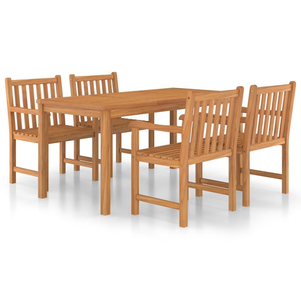 5 Piece Garden Dining Set 160x80 cm Solid Teak Wood