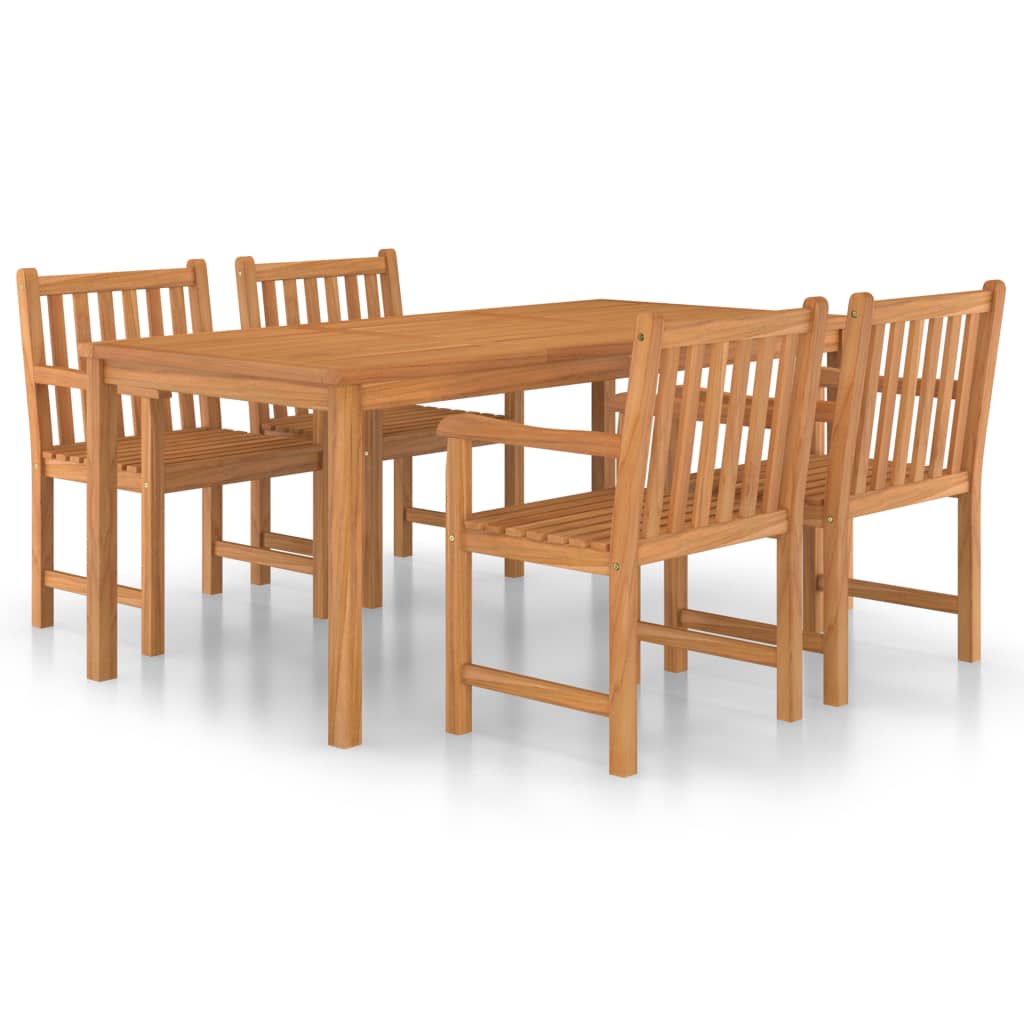 5 Piece Garden Dining Set 180x90 cm Solid Teak Wood