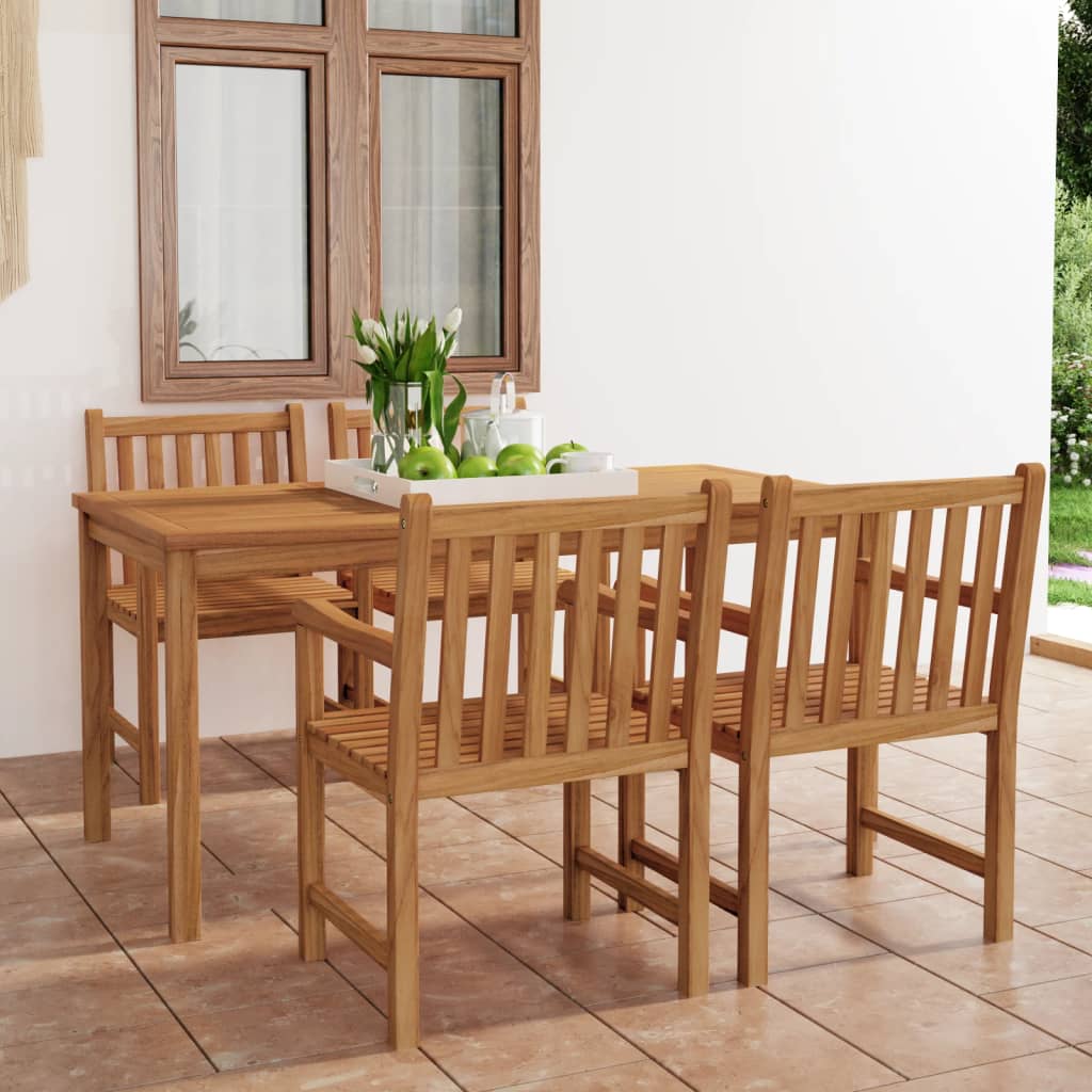 5 Piece Garden Dining Set 180x90 cm Solid Teak Wood