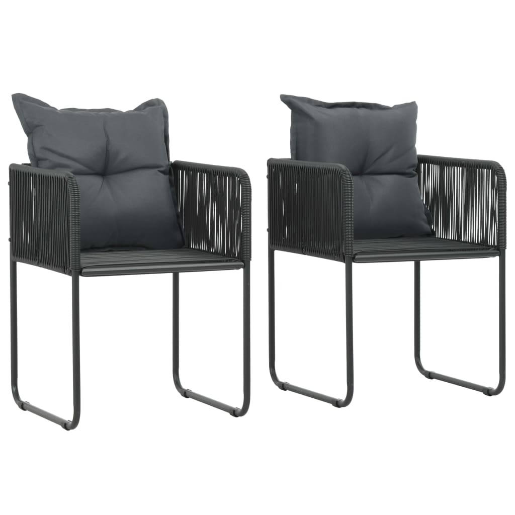 3 Piece Garden Dining Set PVC Rattan Black