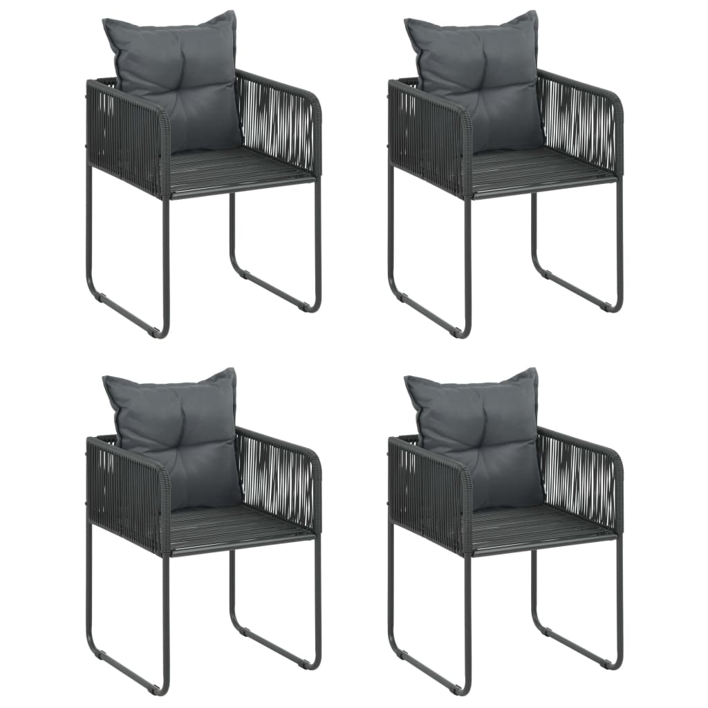 5 Piece Garden Dining Set PVC Rattan Black