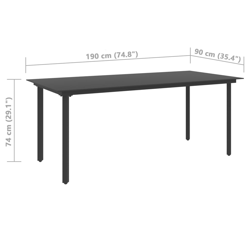 7 Piece Garden Dining Set PVC Rattan Black