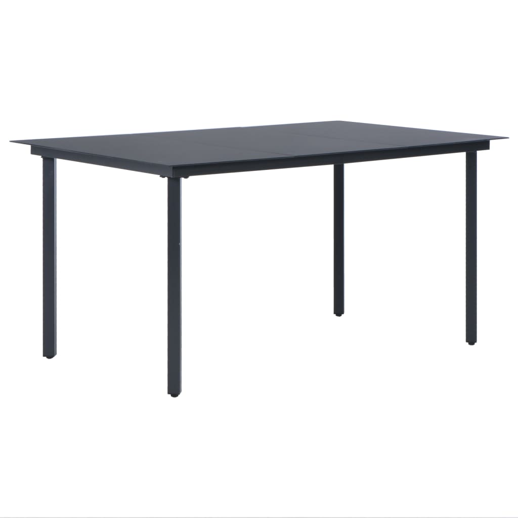 9 Piece Garden Dining Set PVC Rattan Black