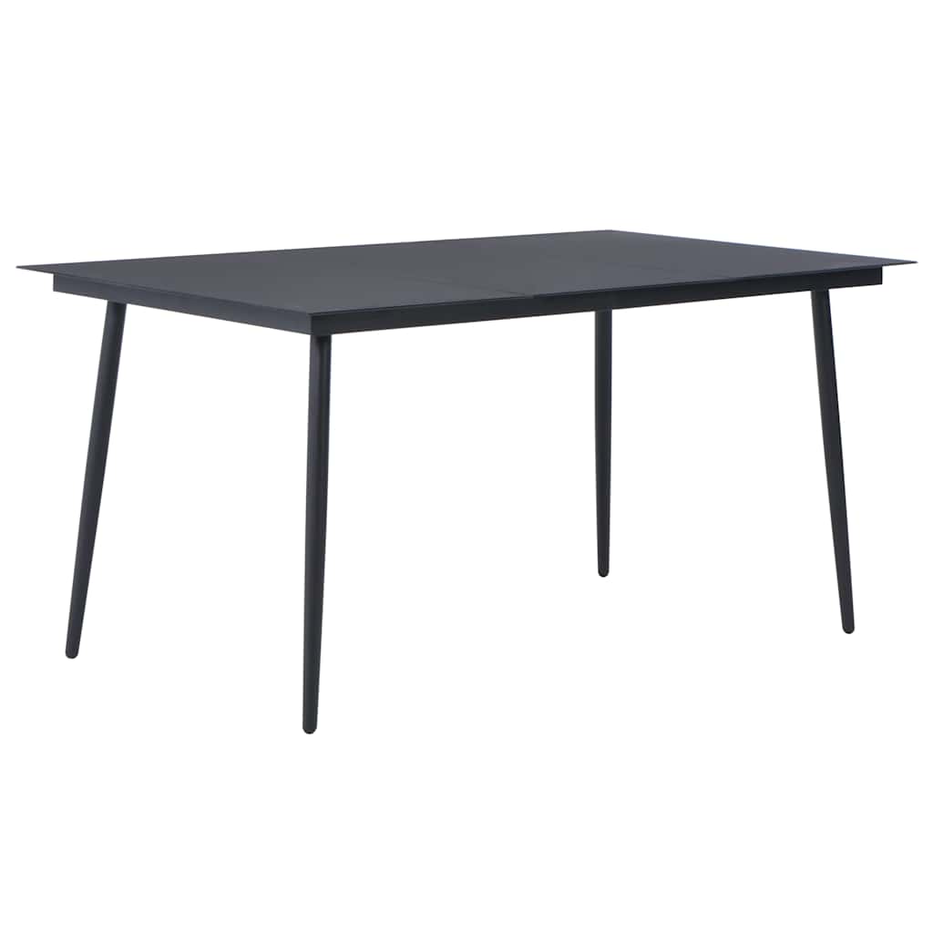 7 Piece Garden Dining Set PVC Rattan Black