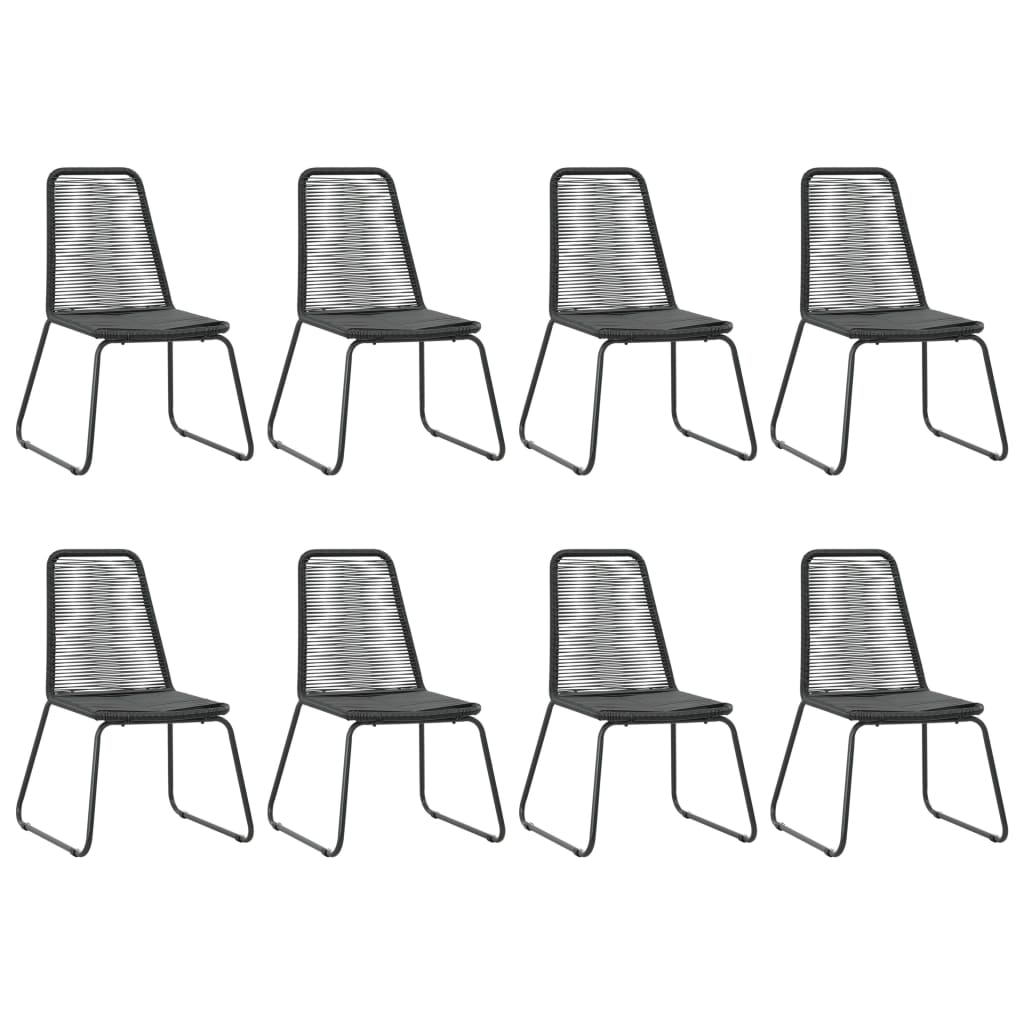 9 Piece Garden Dining Set PVC Rattan Black