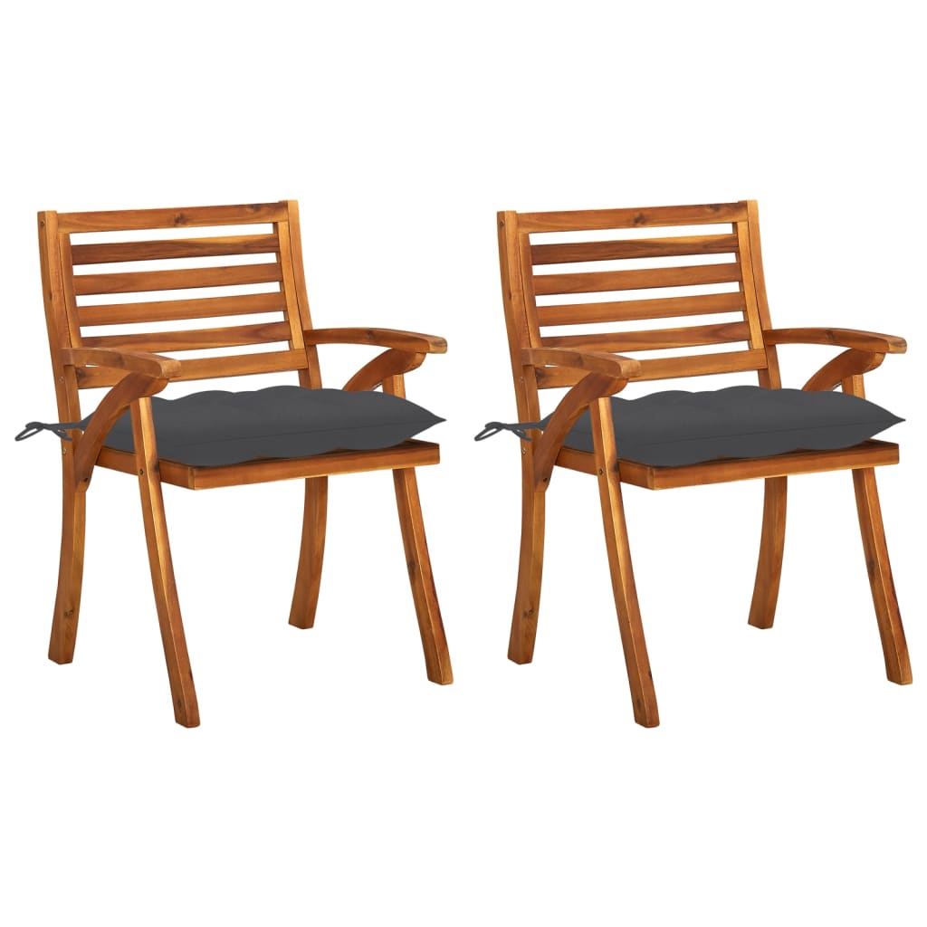 Garden Dining Chairs with Cushions 2 pcs Solid Acacia Wood