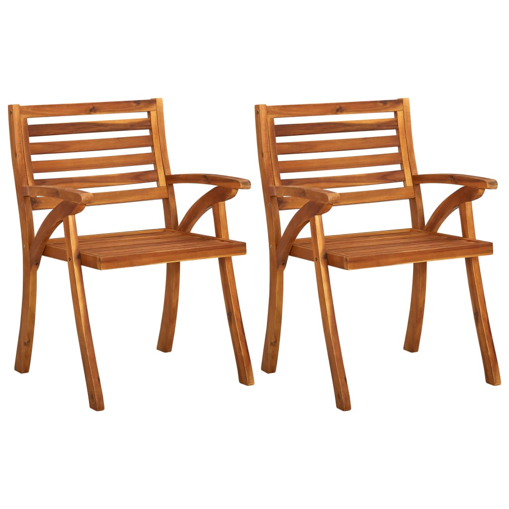 Garden Dining Chairs with Cushions 2 pcs Solid Acacia Wood