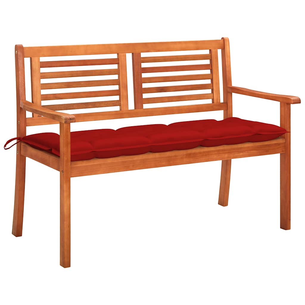 2-Seater Garden Bench with Cushion 120 cm Solid Eucalyptus Wood