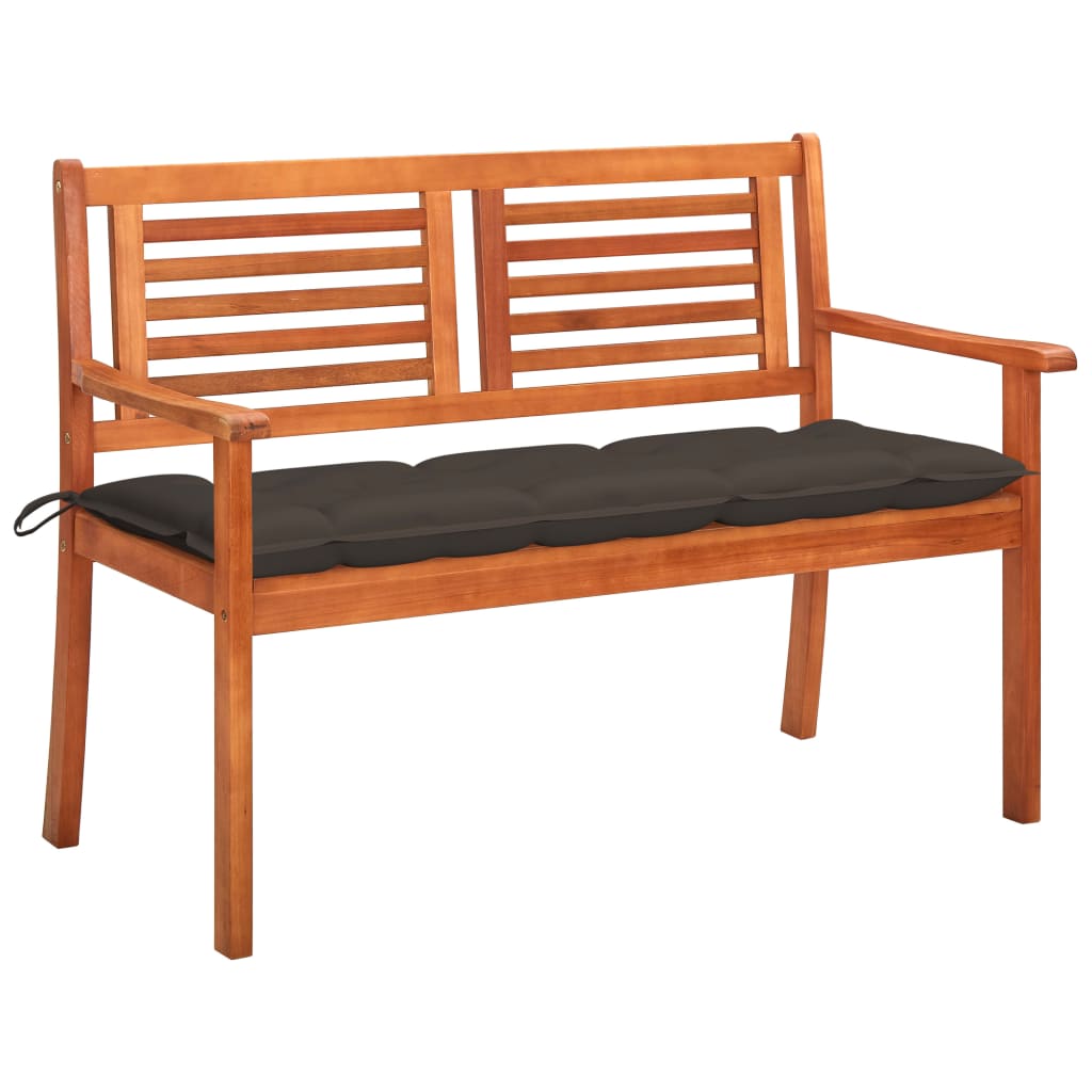 2-Seater Garden Bench with Cushion 120 cm Solid Eucalyptus Wood