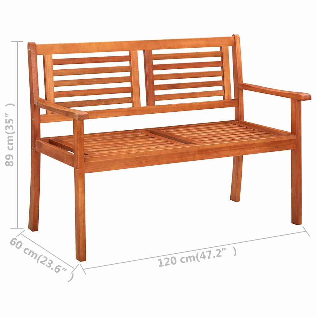 2-Seater Garden Bench with Cushion 120 cm Solid Eucalyptus Wood