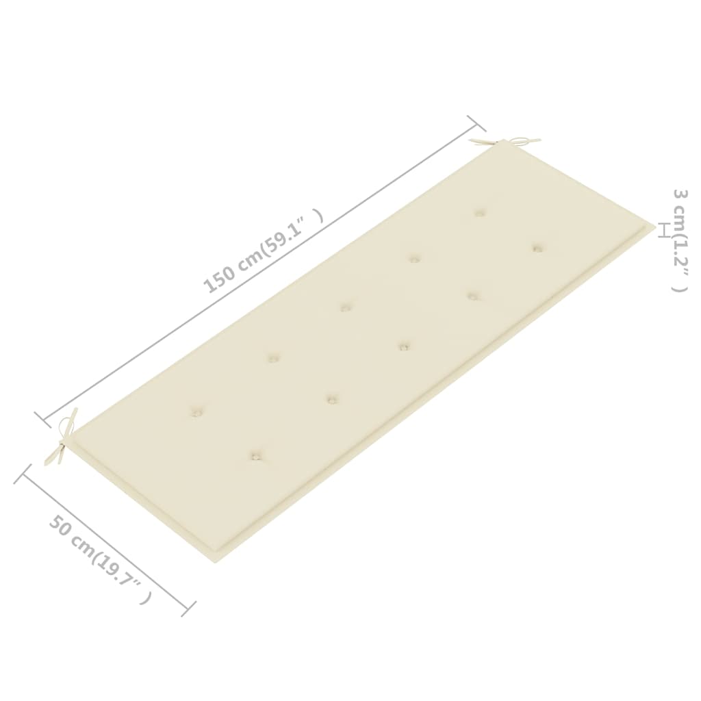 3-Seater Garden Bench with Cushion 150 cm Solid Eucalyptus Wood