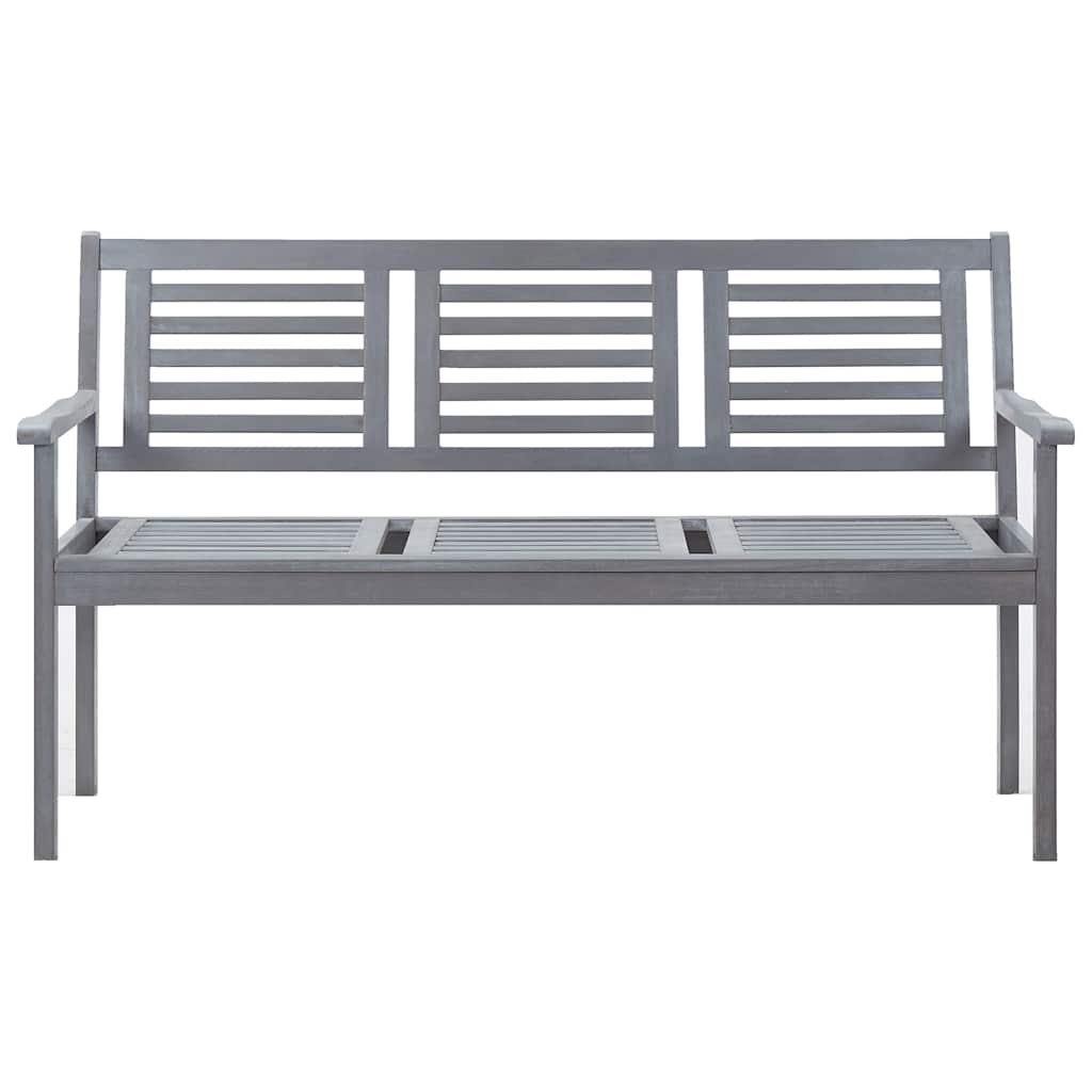 3-Seater Garden Bench with Cushion 150 cm Grey Eucalyptus Wood
