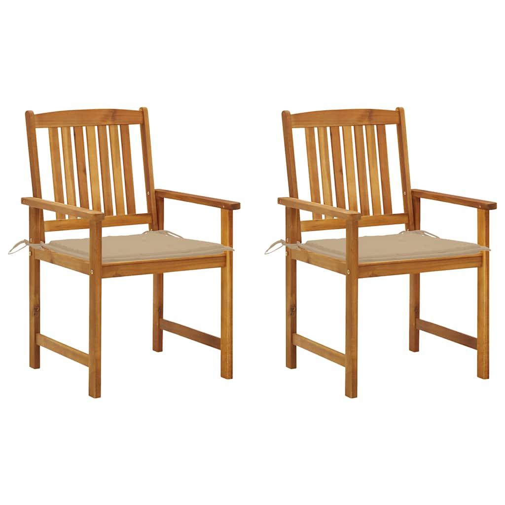 Garden Chairs with Cushions 2 pcs Solid Acacia Wood
