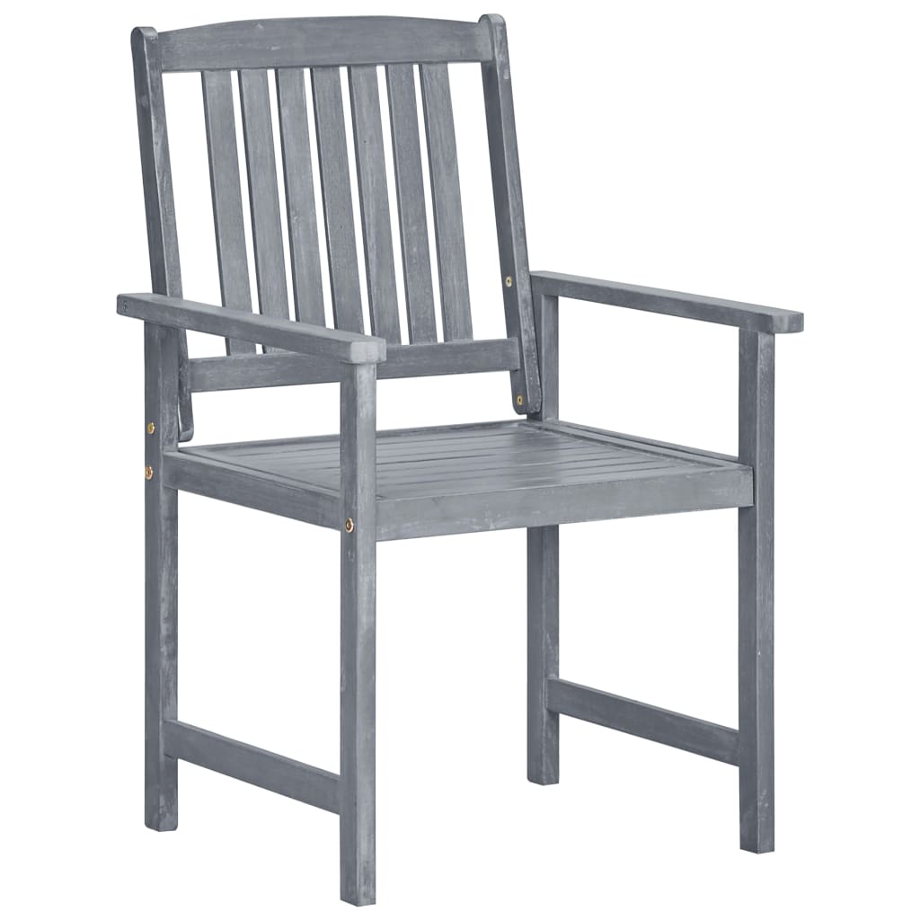Garden Chairs with Cushions 4 pcs Grey Solid Acacia Wood