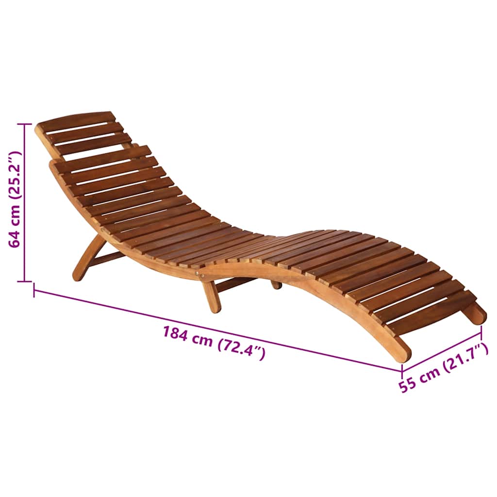 Garden Sun Lounger with Table and Cushion Solid Acacia Wood