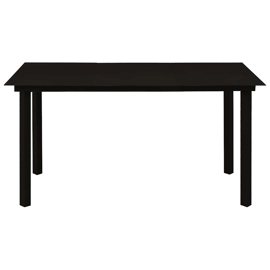 7 Piece Garden Dining Set Black Glass and Steel