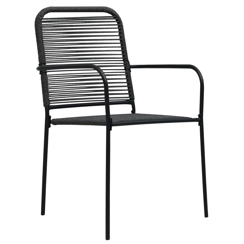 7 Piece Garden Dining Set Black Glass and Steel