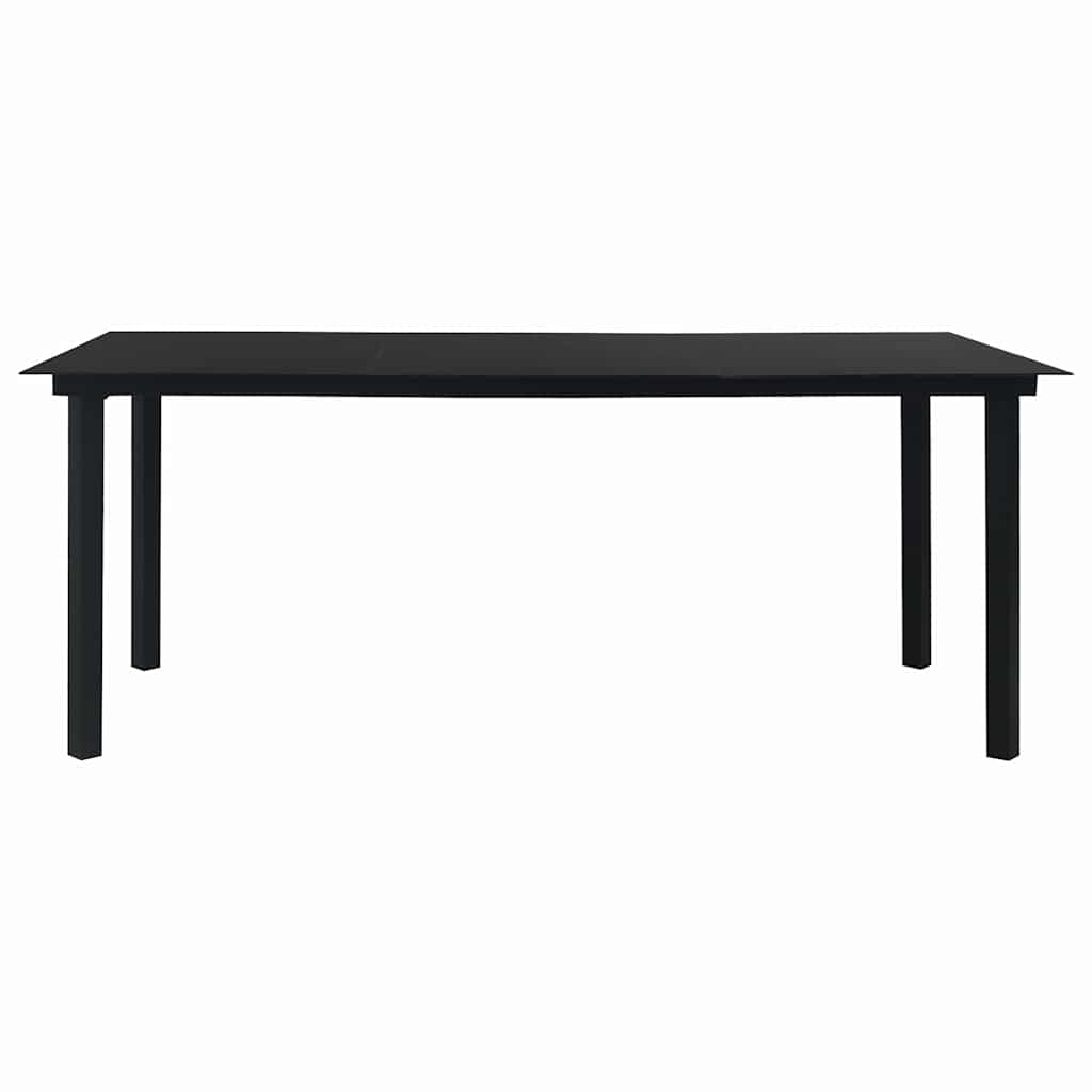 9 Piece Garden Dining Set Black Glass and Steel