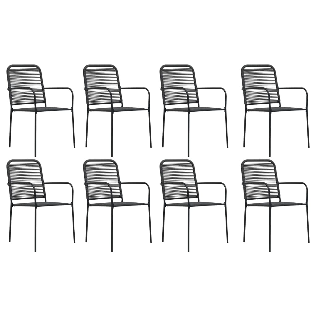 9 Piece Garden Dining Set Black Glass and Steel