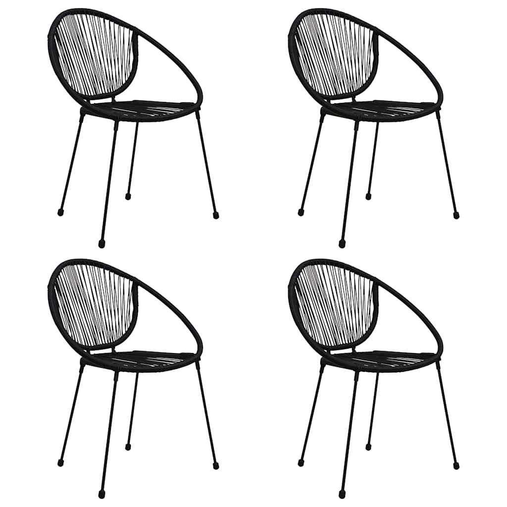 5 Piece Outdoor Dining Set PVC Rattan Black