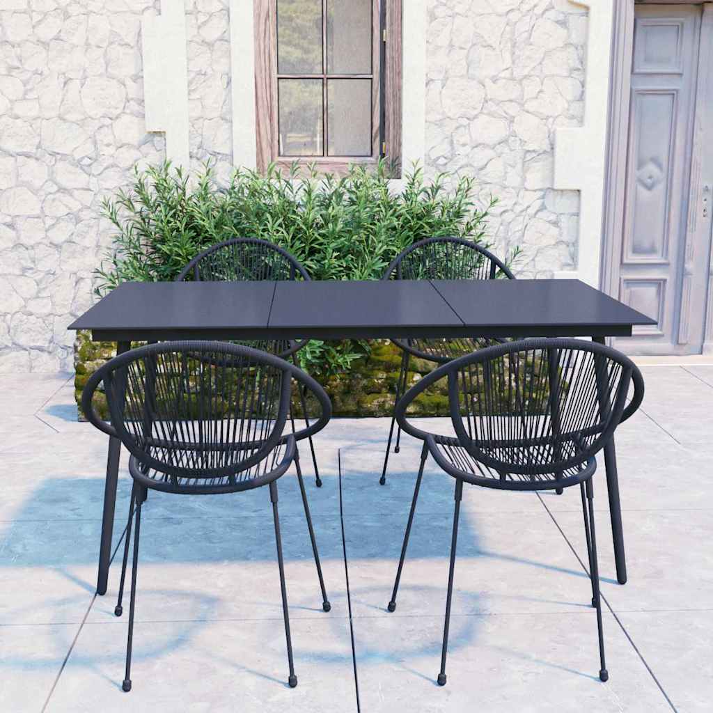 5 Piece Outdoor Dining Set PVC Rattan Black