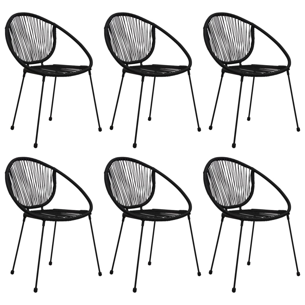 7 Piece Outdoor Dining Set PVC Rattan Black