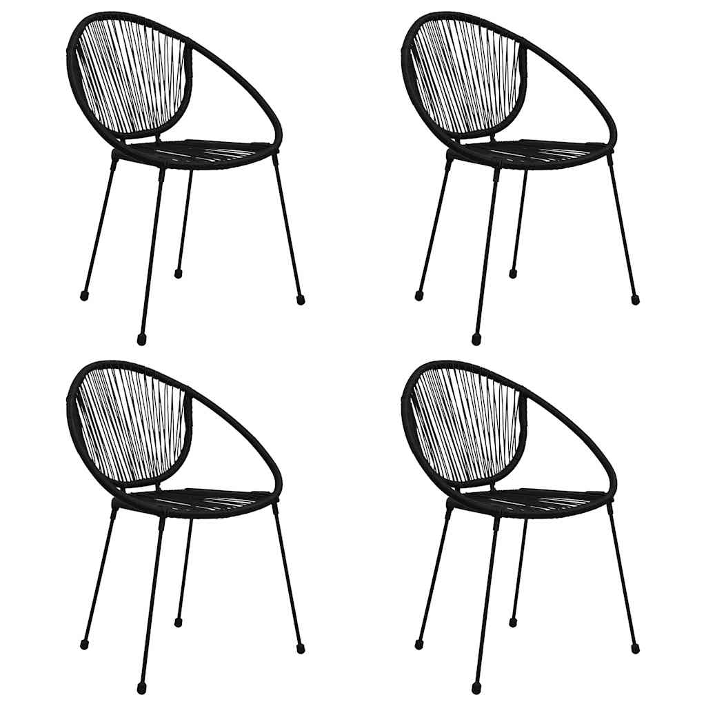 5 Piece Outdoor Dining Set PVC Rattan Black