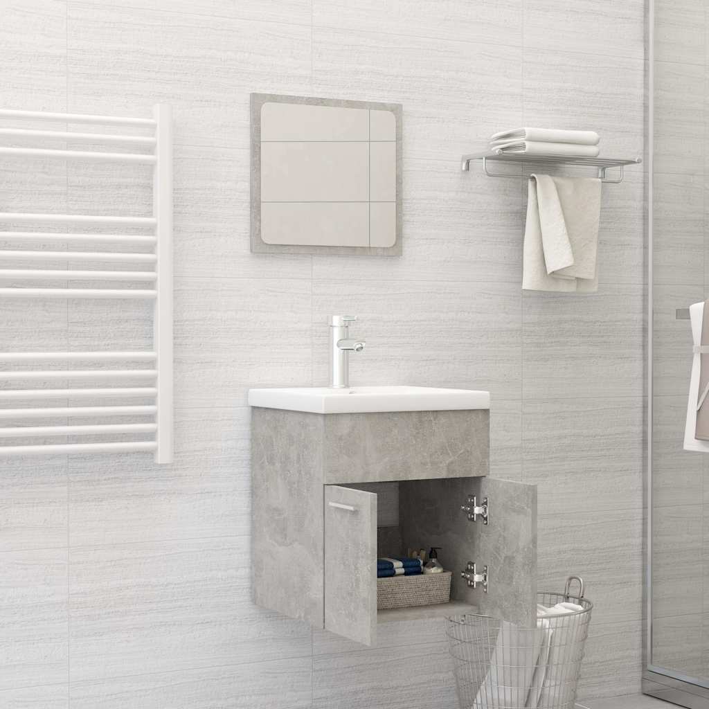 2 Piece Bathroom Furniture Set Concrete Grey Engineered Wood