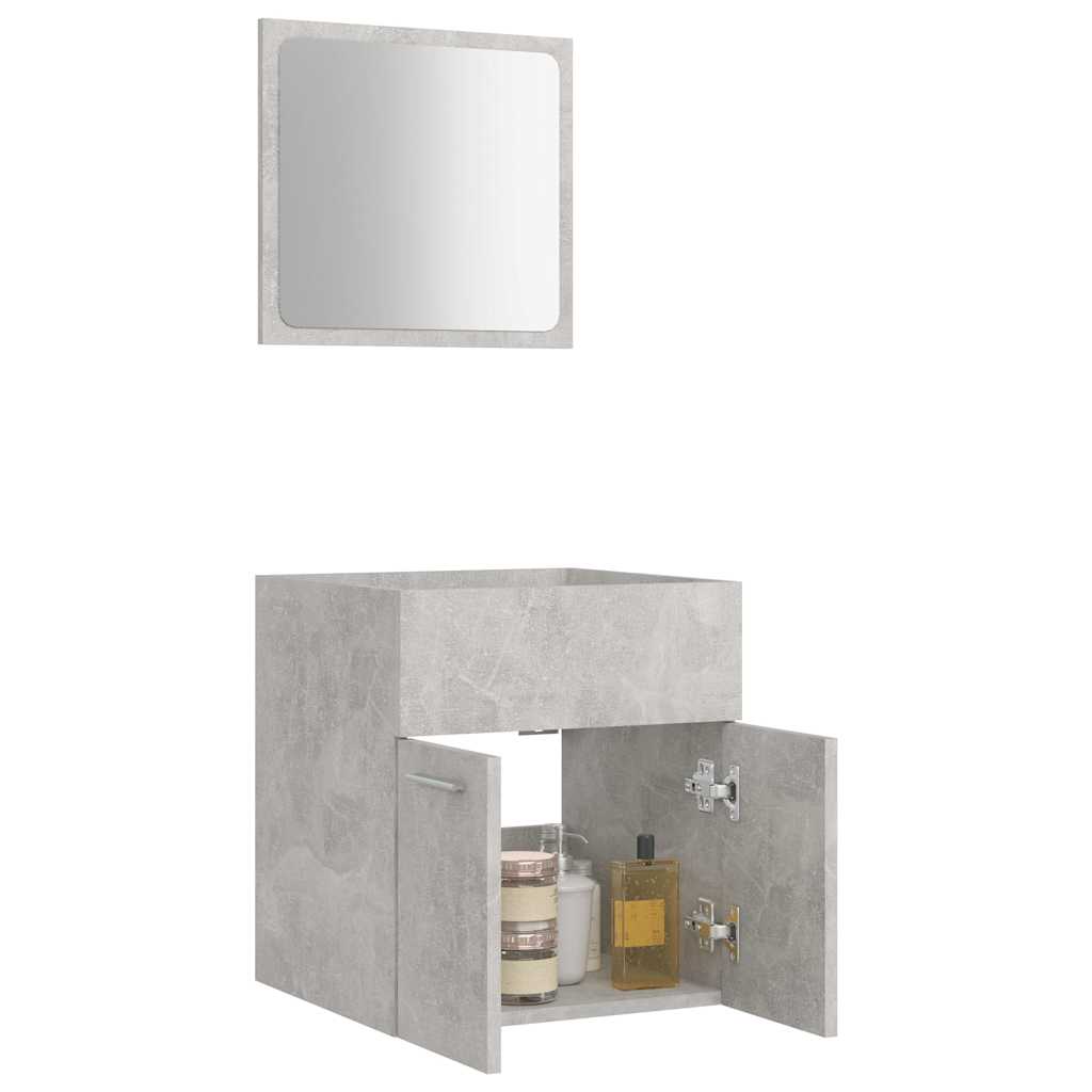 2 Piece Bathroom Furniture Set Concrete Grey Engineered Wood