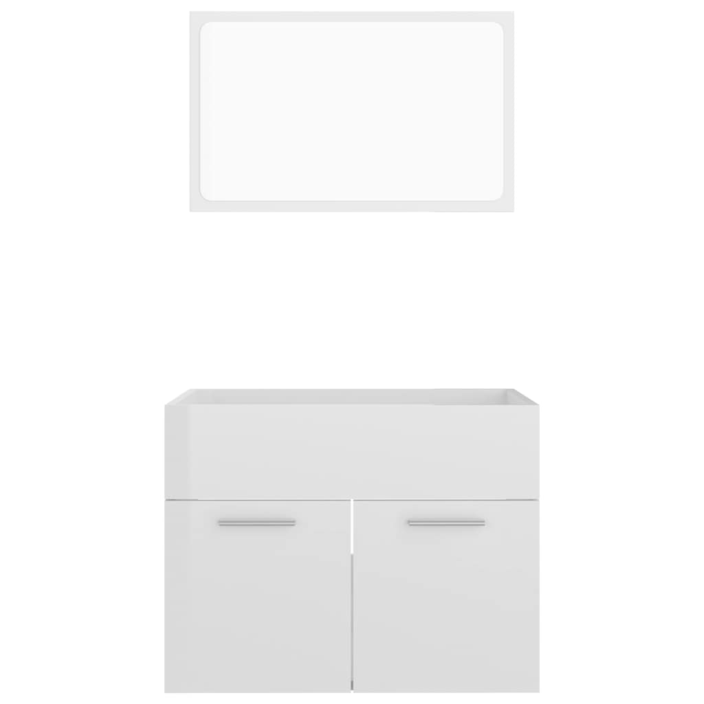 2 Piece Bathroom Furniture Set High Gloss White Engineered Wood