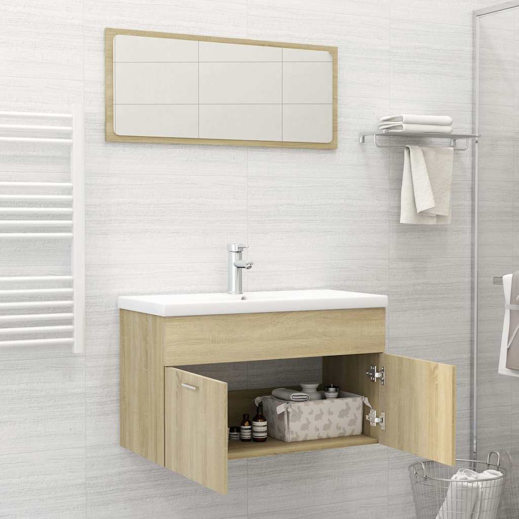 2 Piece Bathroom Furniture Set Sonoma Oak Engineered Wood