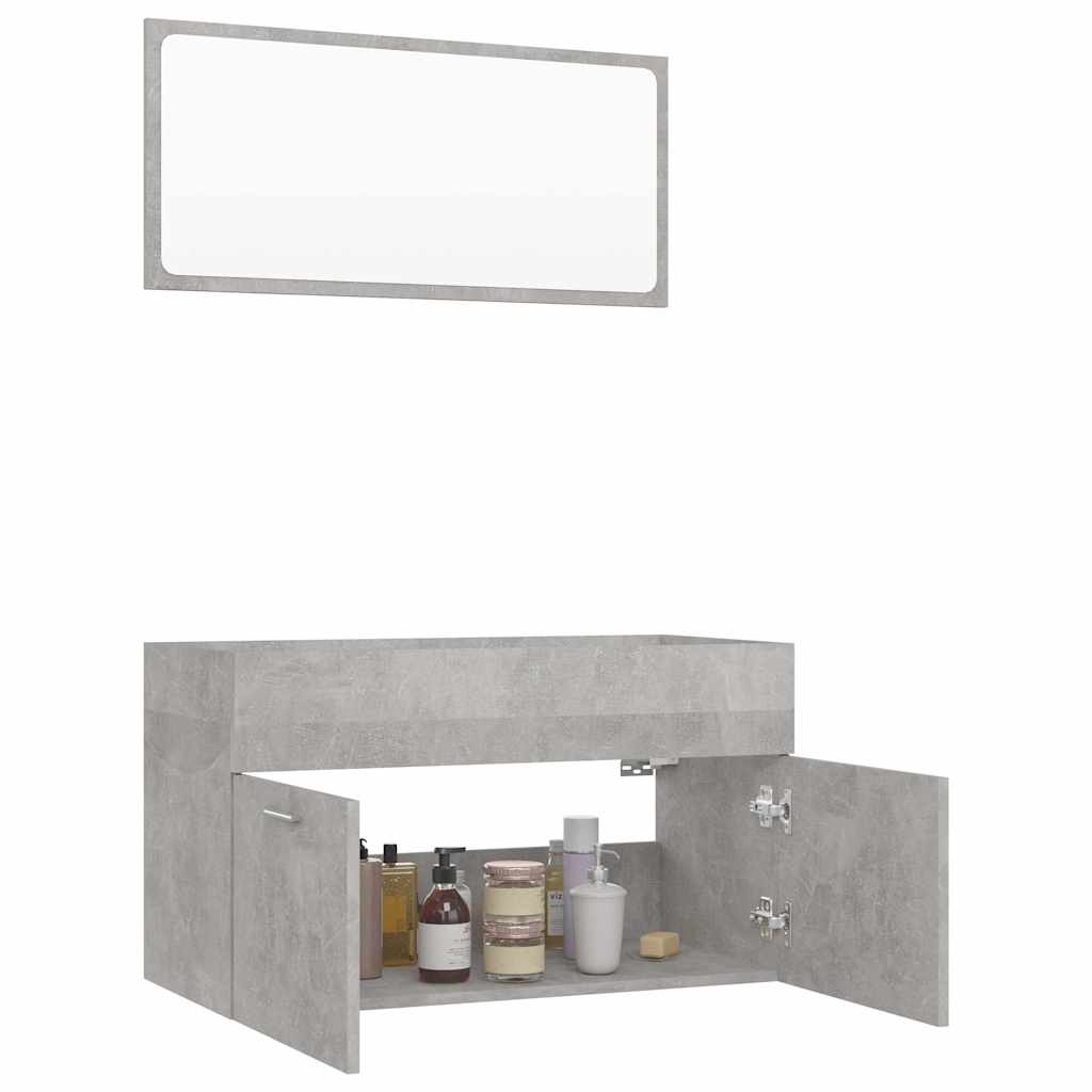 2 Piece Bathroom Furniture Set Concrete Grey Engineered Wood