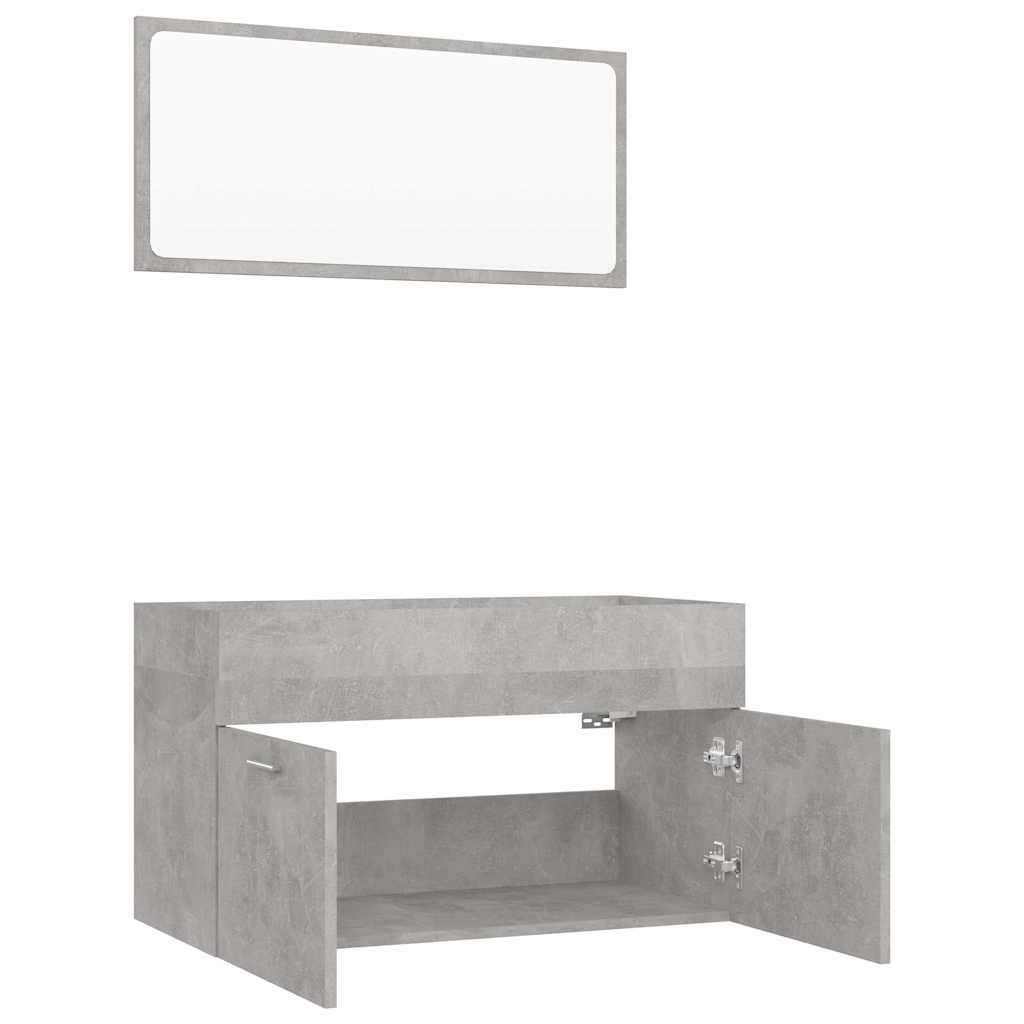 2 Piece Bathroom Furniture Set Concrete Grey Engineered Wood