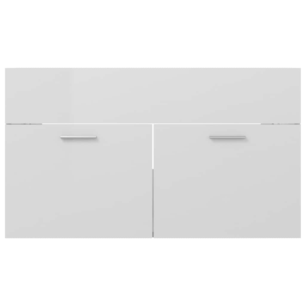 2 Piece Bathroom Furniture Set High Gloss White Engineered Wood