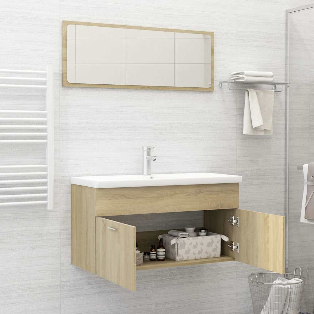 2 Piece Bathroom Furniture Set Sonoma Oak Engineered Wood