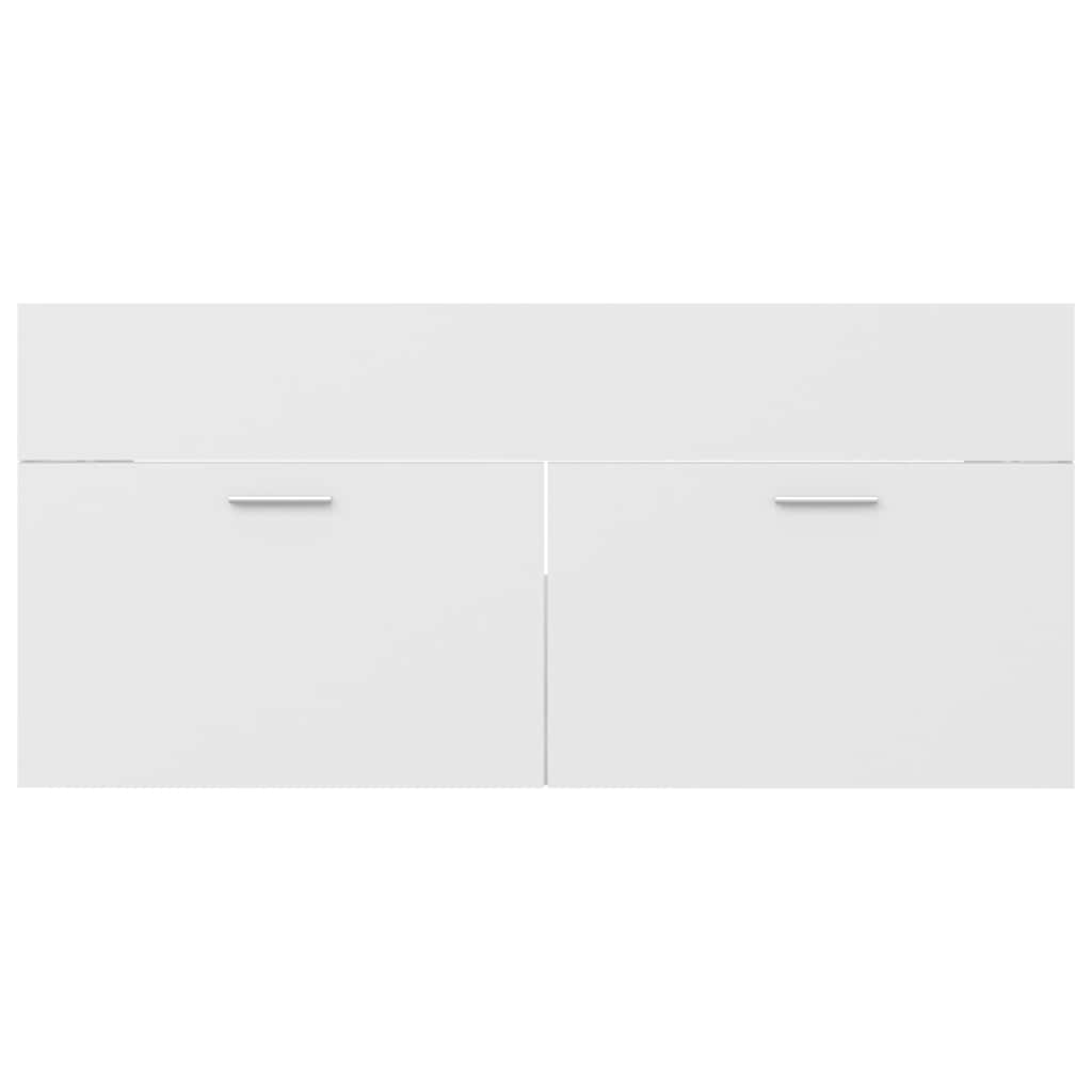 2 Piece Bathroom Furniture Set White Engineered Wood