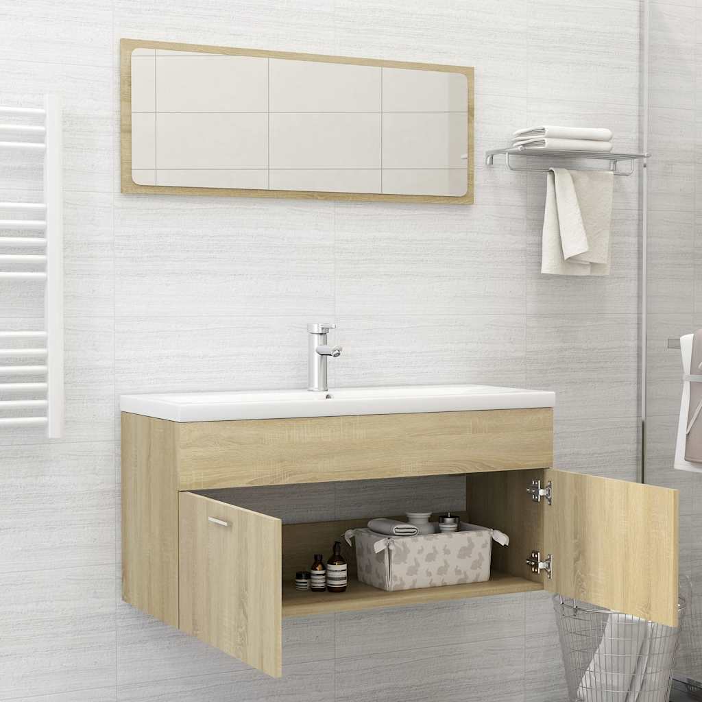 2 Piece Bathroom Furniture Set Sonoma Oak Engineered Wood