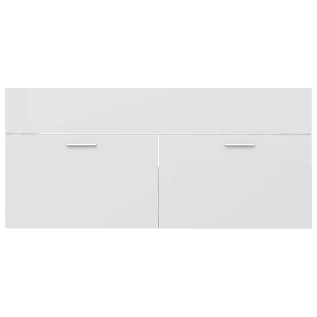 2 Piece Bathroom Furniture Set High Gloss White Engineered Wood