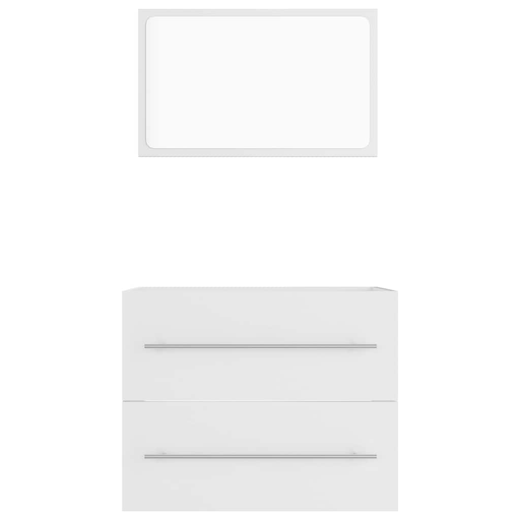 2 Piece Bathroom Furniture Set White Engineered Wood