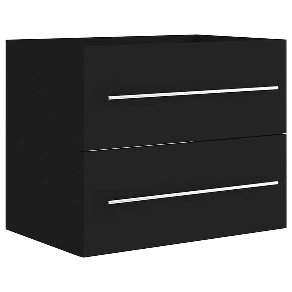 2 Piece Bathroom Furniture Set Black Engineered Wood