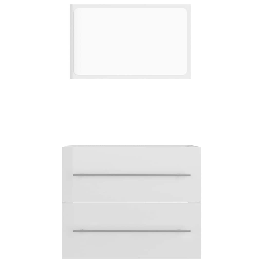 2 Piece Bathroom Furniture Set High Gloss White Engineered Wood