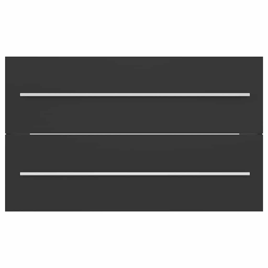 2 Piece Bathroom Furniture Set Grey Engineered Wood