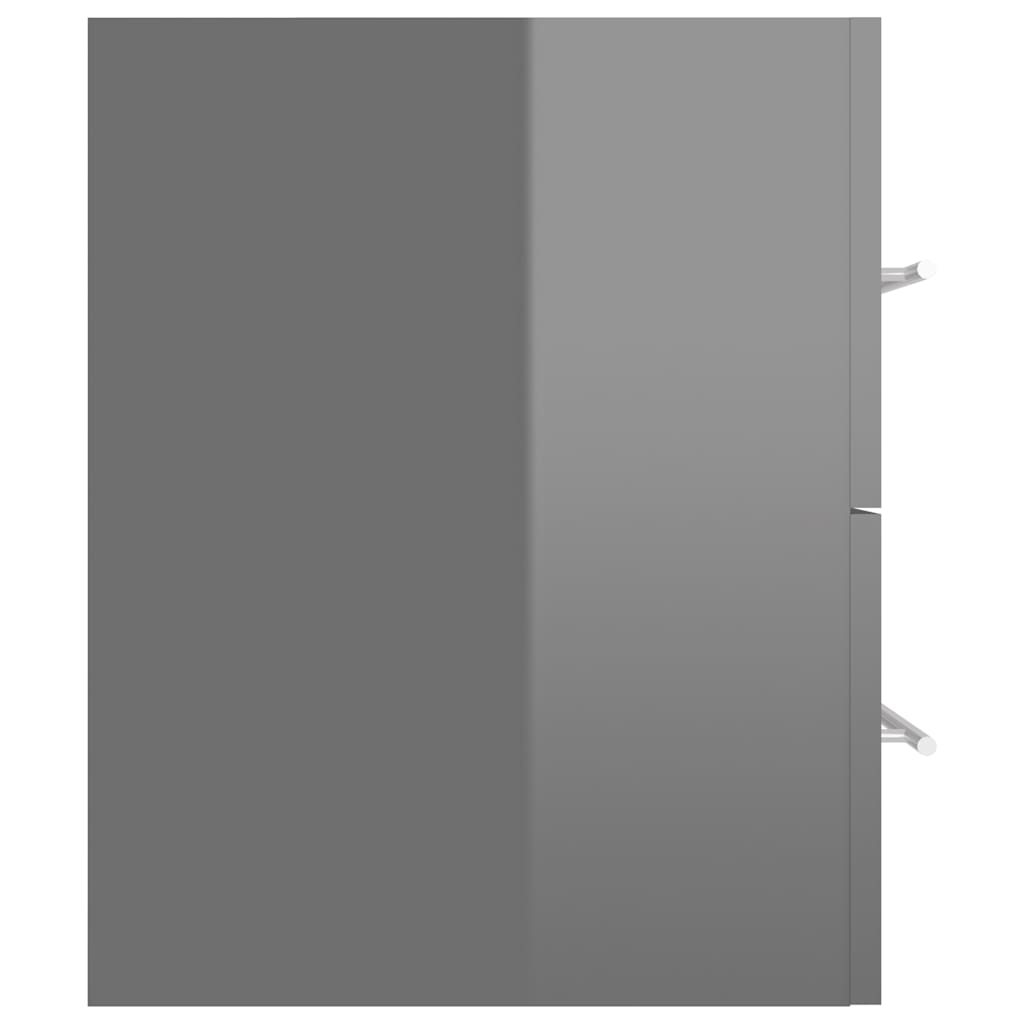 2 Piece Bathroom Furniture Set High Gloss Grey Engineered Wood