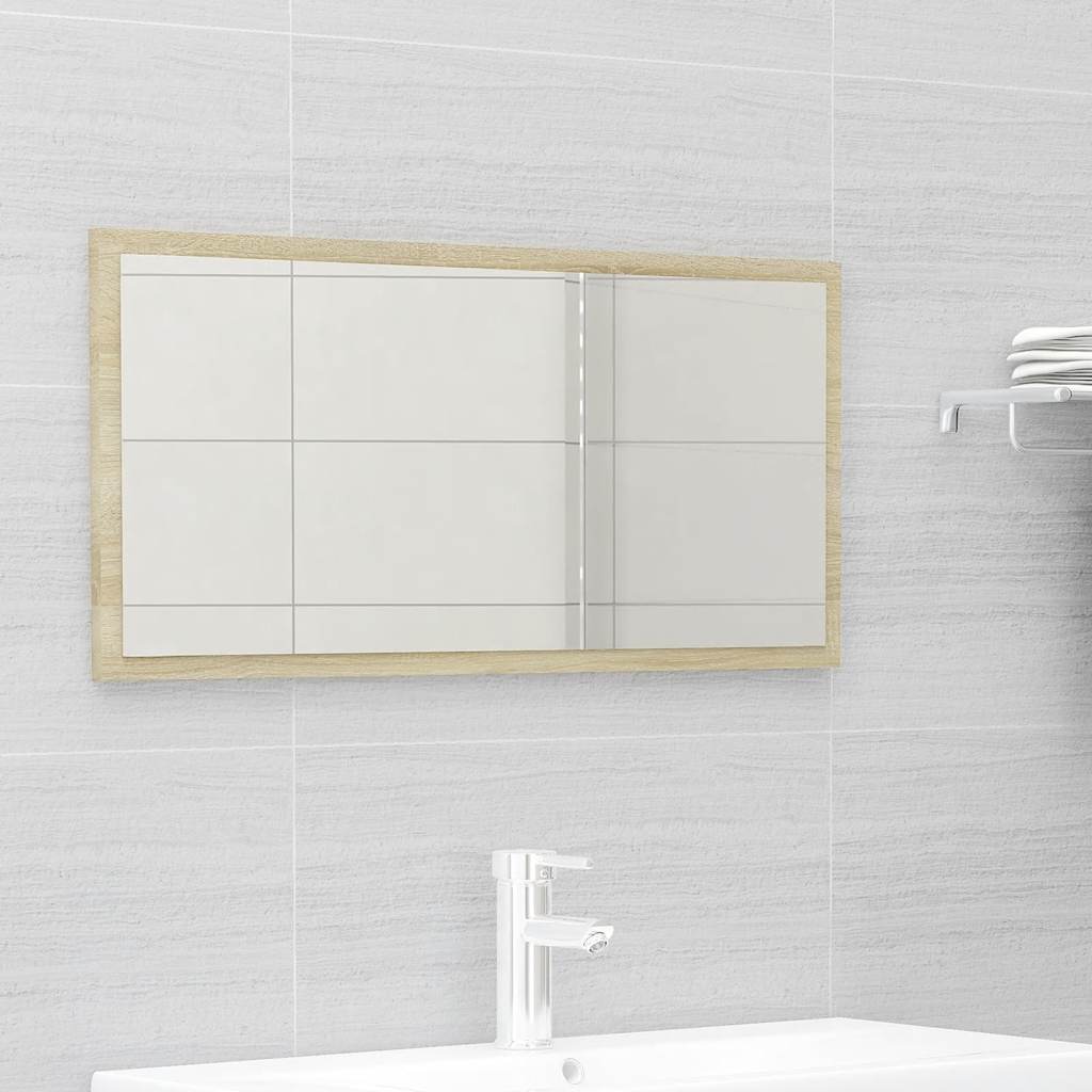 2 Piece Bathroom Furniture Set White and Sonoma Oak Engineered Wood