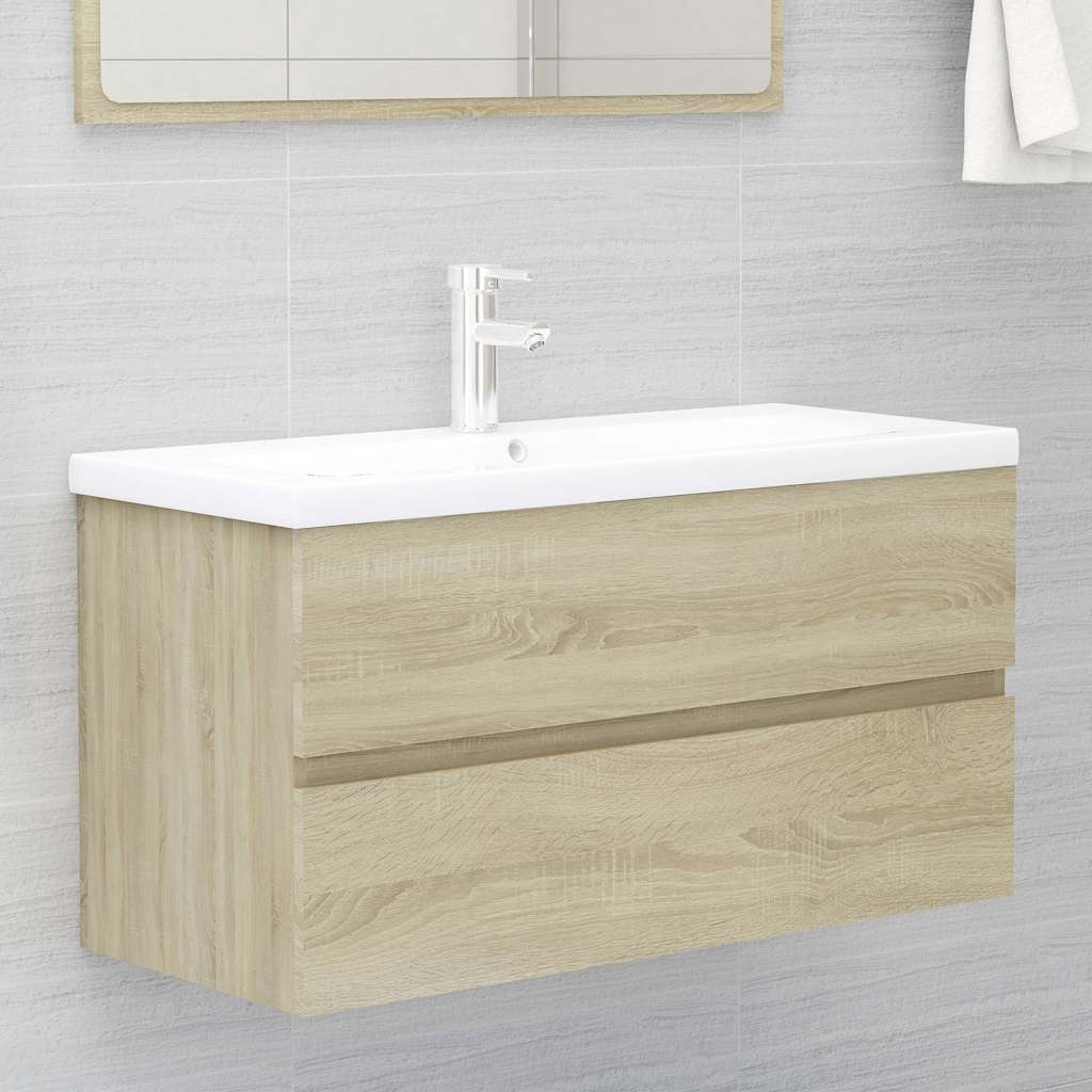2 Piece Bathroom Furniture Set Sonoma Oak Engineered Wood