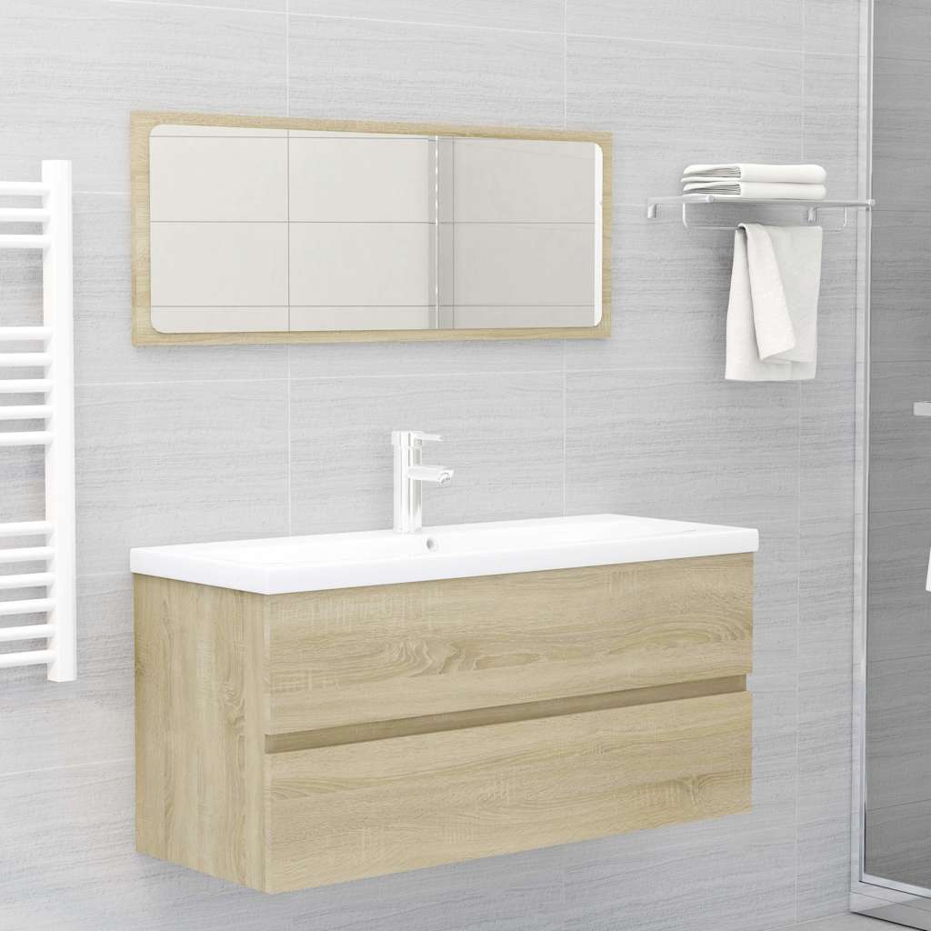 2 Piece Bathroom Furniture Set Sonoma Oak Engineered Wood